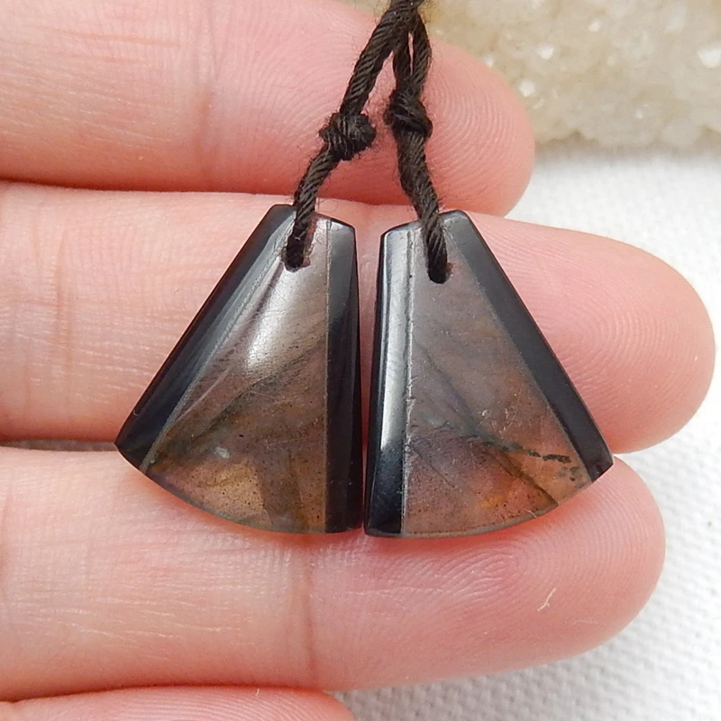 Натуральный камень обсидиан и Интарсия из Лабрадорита драгоценный серьги бисера