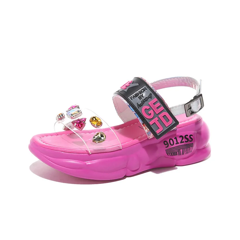 Женские сандалии на толстой подошве с рифленой подошвой цветные туфли со