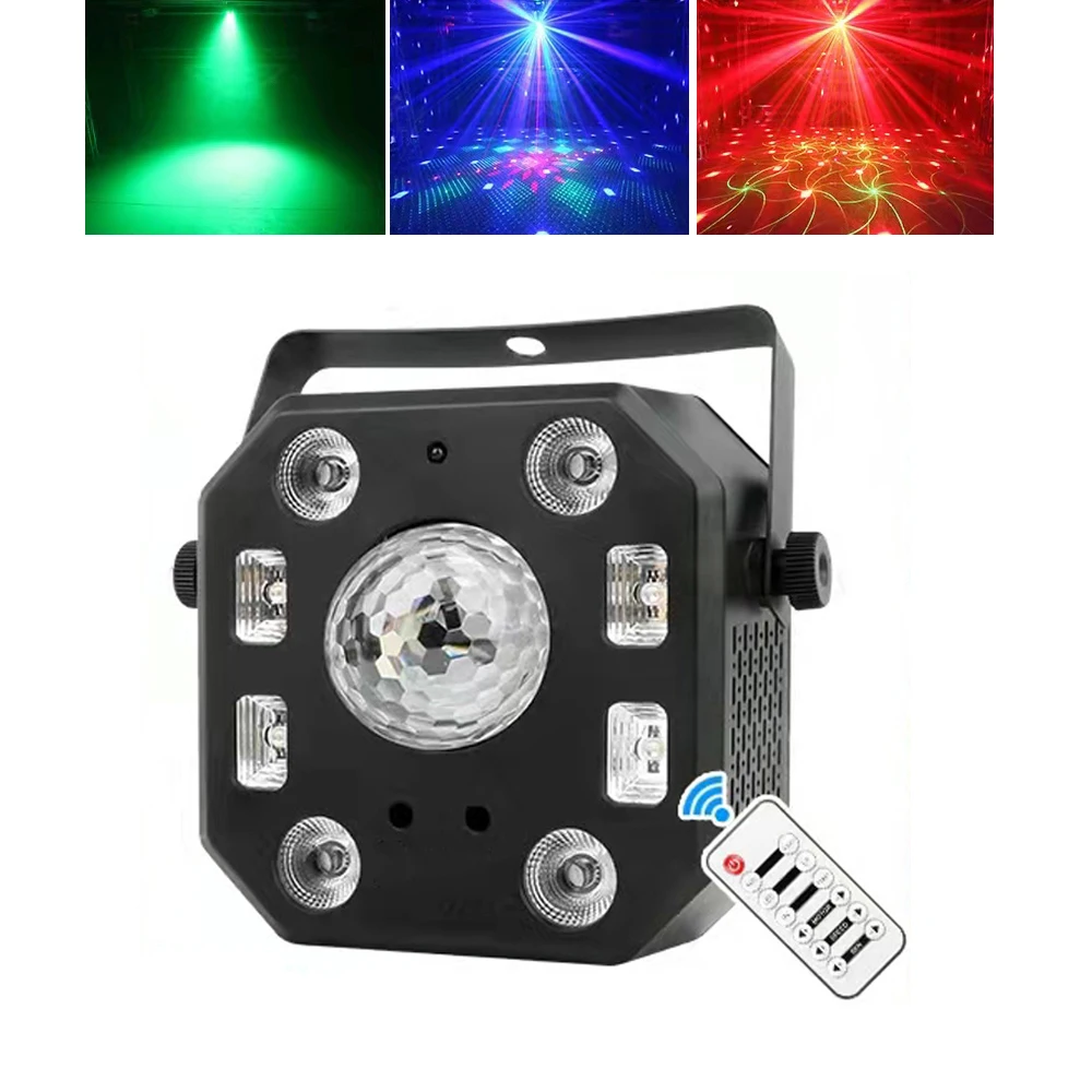 LED Laser Strobe 5IN1 DMX Stage Effect Light UV Color LED Party Light for Dj Disco Wedding Home Decor Rotating butterfly Laser