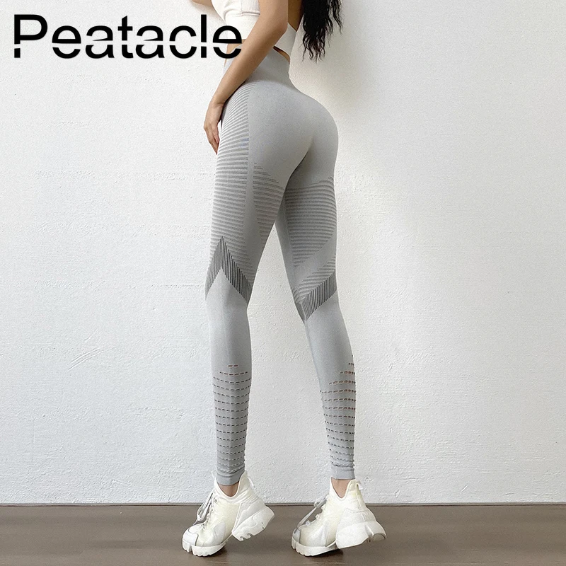 Бесшовные Леггинсы для йоги с высокой талией колготки Peatacle Женская дышащая
