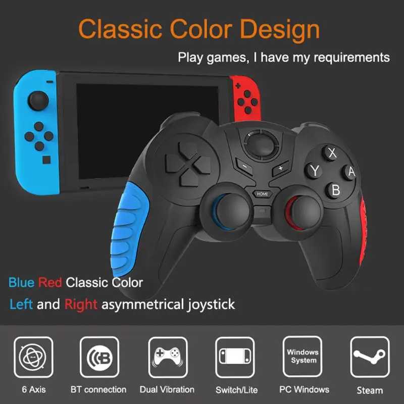 Wireless Bluetooth-compatible Game Remote Controller Joystick Double Vibration 6-axis Gyroscope Console Gamepad for N0PB | Электроника
