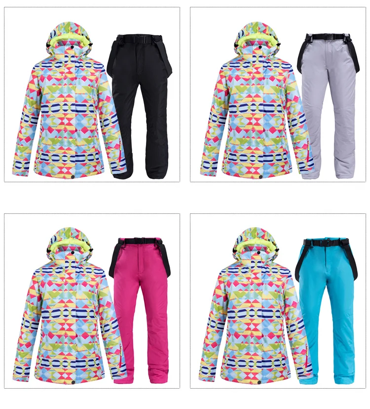 Новый толстый теплый лыжный костюм для женщин водонепроницаемый ветрозащитный и