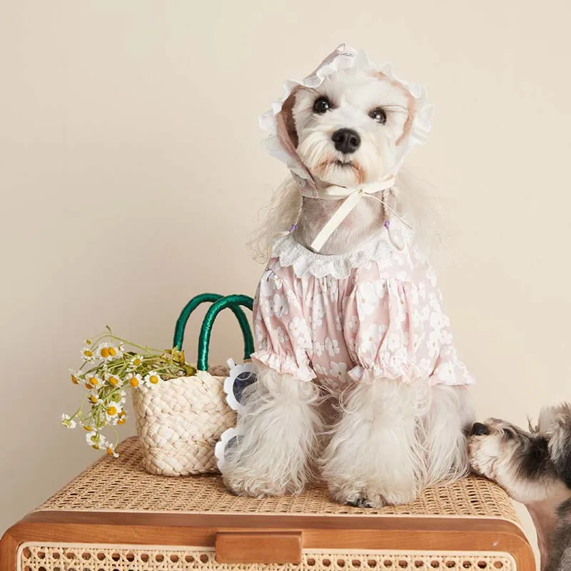 

Pet Clothes Spring and Summer Lace Flower Shirt Teddy Schnauzer Shiba Inu Cat Bichon Dog Costume Dog's Clothes