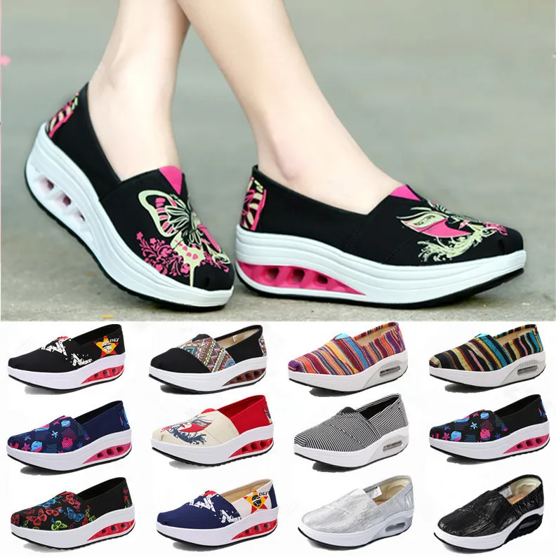 

Summer Old Beijing Cloth Shoes Women's Canvas Rocking Shoes Women's Platform Heightened Platform Shoes Casual Shoes Slip-on