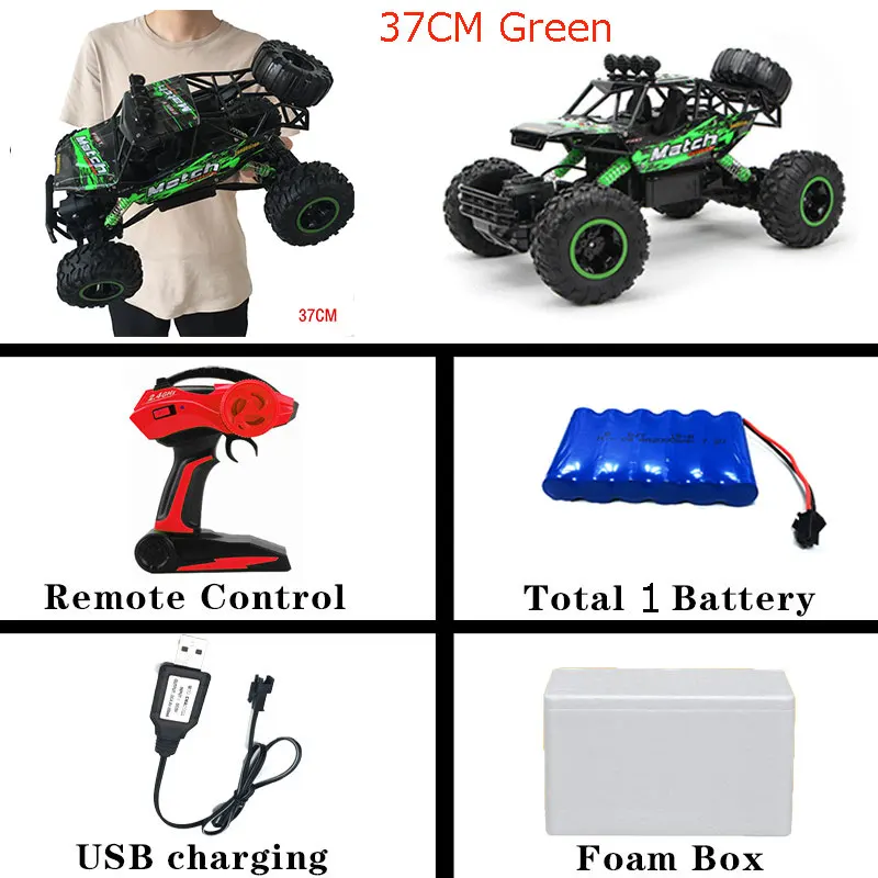 37cm Green Радиоуправляемая машина 1/12 4WD с дистанционным управлением высокоскоростная машина 2,4 Ghz электрические радиоуправляемые игрушки Monster Truck Багги внедорожные Автомобили детские подарки - Цвет: 37cm Green