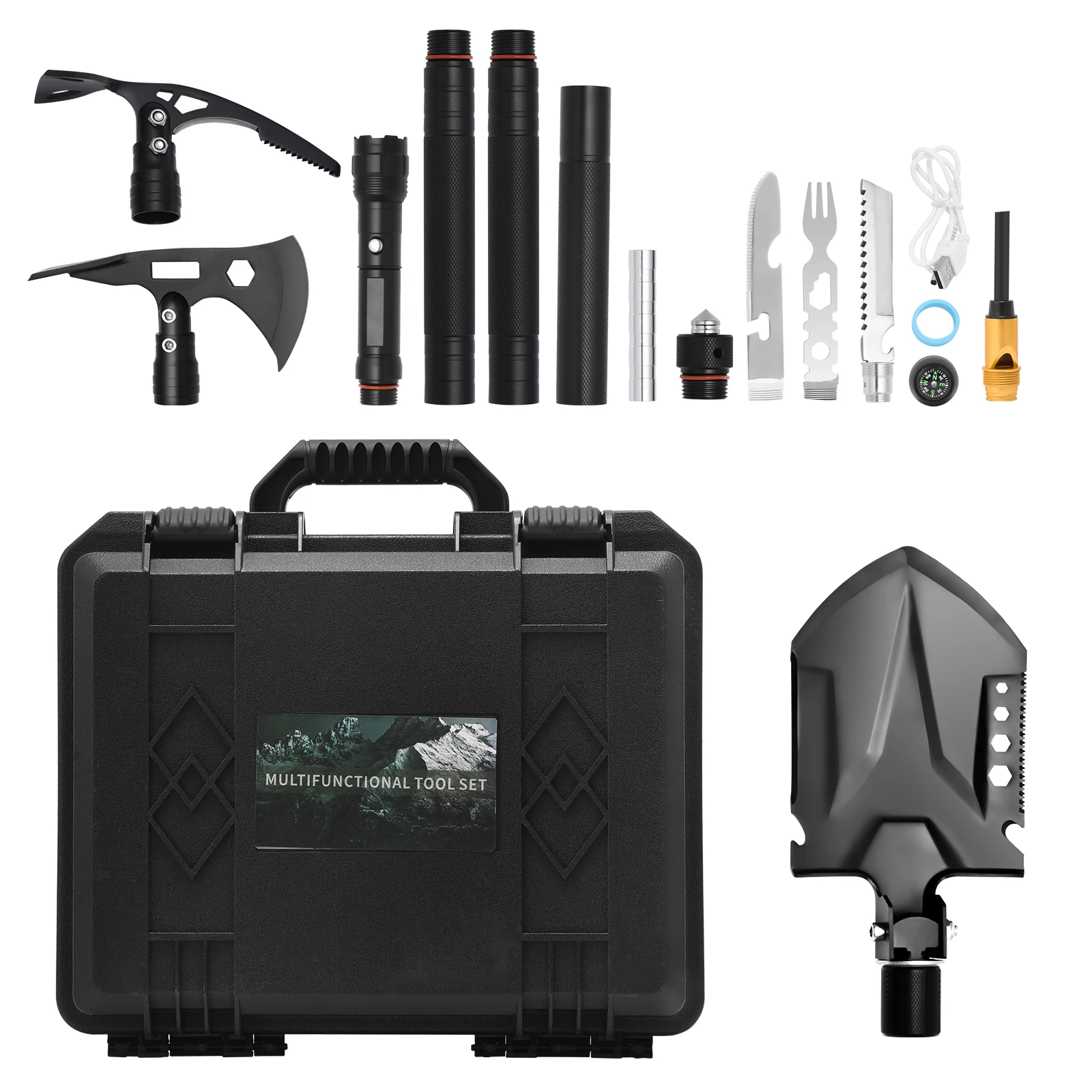 

Многофункциональные аксессуары для выживания на открытом воздухе набор инструментов складной набор Sxe Вилка Лопата наборы для кемпинга пе...