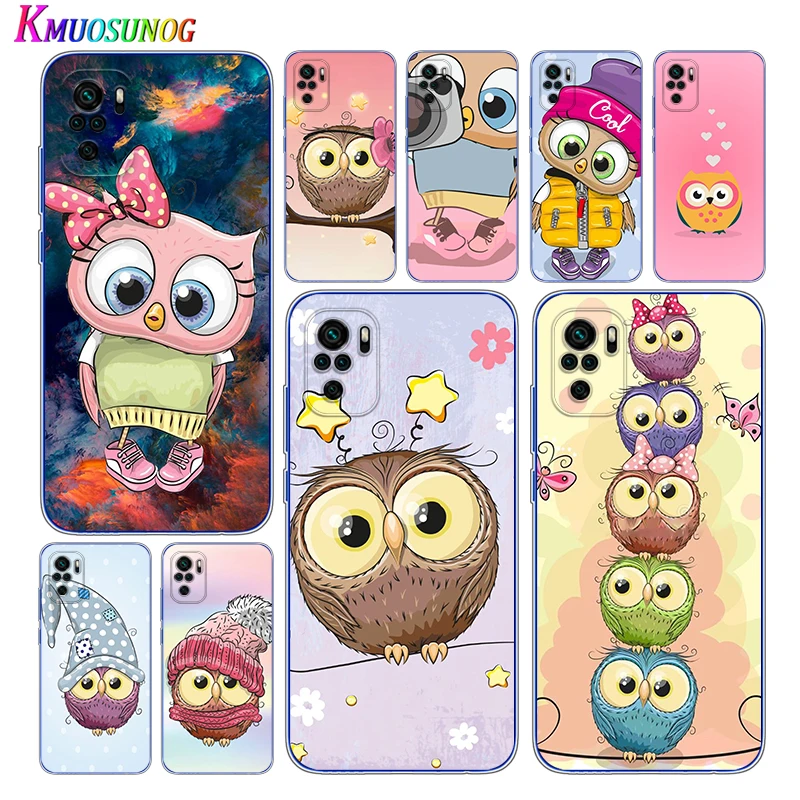 

Transparent Cover Cute Owl Hearts Lover For Xioami Redmi Note 10 10S 9T 9S 9 8T 8 7S 7 6 5A 5 4X 4 Pro Max Phone Case