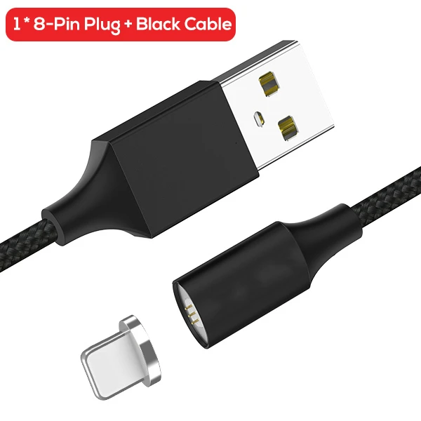 Black 8-Pin Cable Micro usb type C нейлоновый Плетеный светодиодный магнитный usb-кабель для samsung Xiaomi huawei Mini кабель USB C для IPhone X XS Max - Цвет: Black 8-Pin Cable
