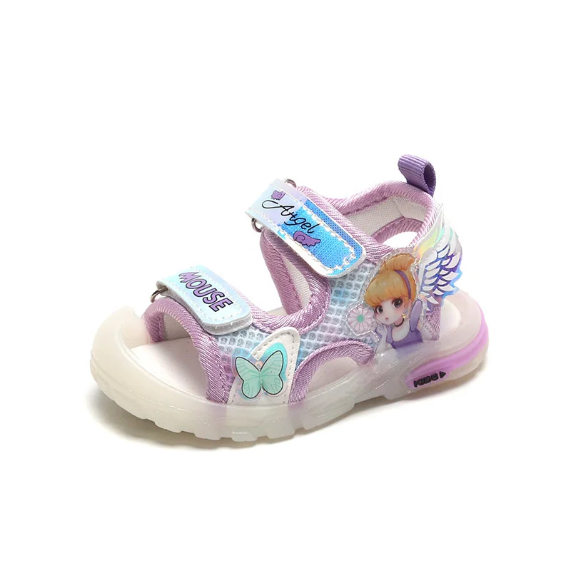 

Children's Girls Sandals Summer Soft Bottom Anti-Slip Open-Toed Kids Shoes Lovely Princess Leatherette Cartoon Casual Sandalias