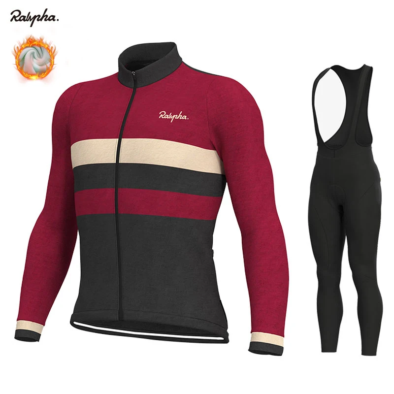 Raphaing Pro Team Bike Велоспорт Джерси зимний термальный флисовый комплект с длинными рукавами Ropa Ciclismo велосипедный триатлон, Велоспорт Набор