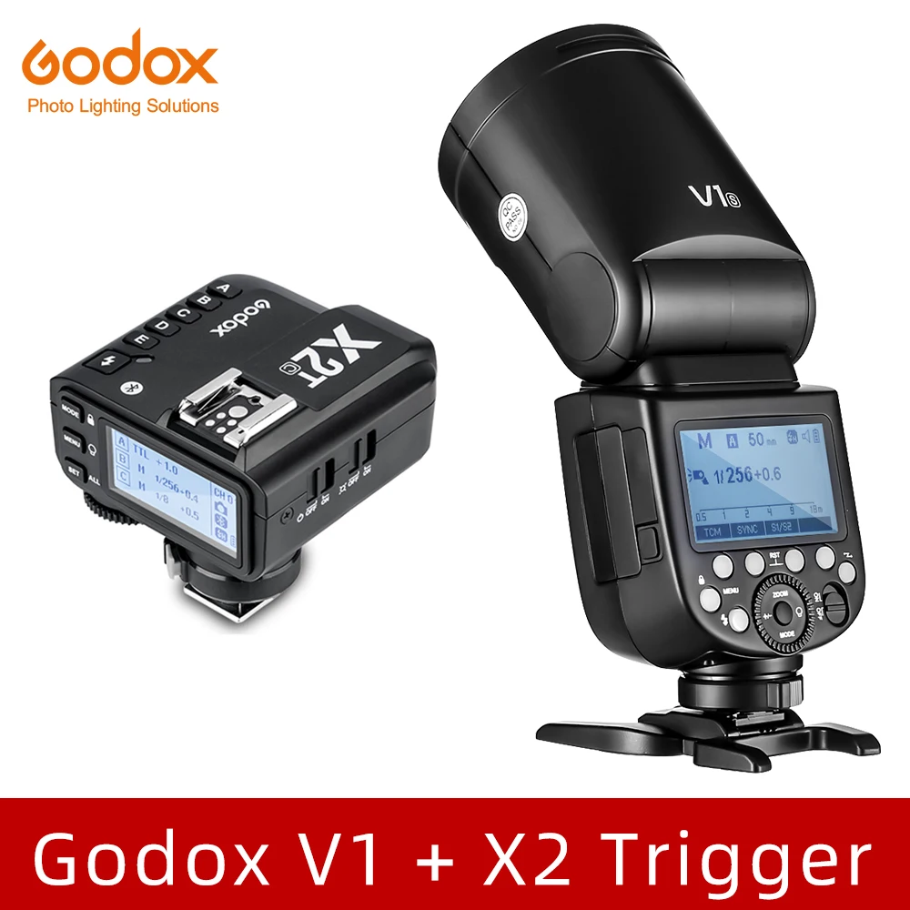 V1 with X2 Вспышка Godox V1 V1C V1N V1S V1F V1O ttl 1/8000s HSS литиевая батарея Speedlite вспышка для Canon Nikon sony Fuji Olympus - Цвет: V1 with X2