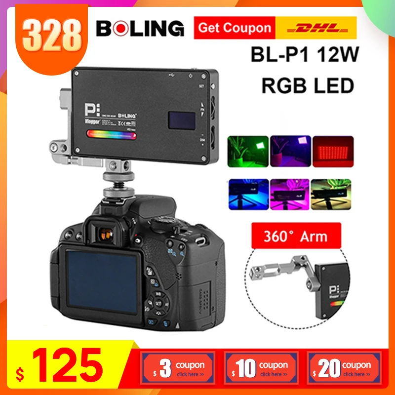 Болинг BL P1 карман RGB светильник 2500K 8500K с регулируемой яркостью для Камера фото ing