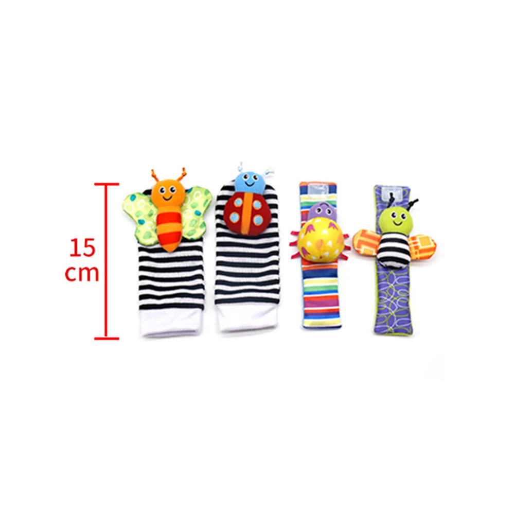 

4pcs Infant Baby Foot Socks Wrist Strap Rattle Toy Newborn Educational Toys Baby Wrist Band Socks Rattles
