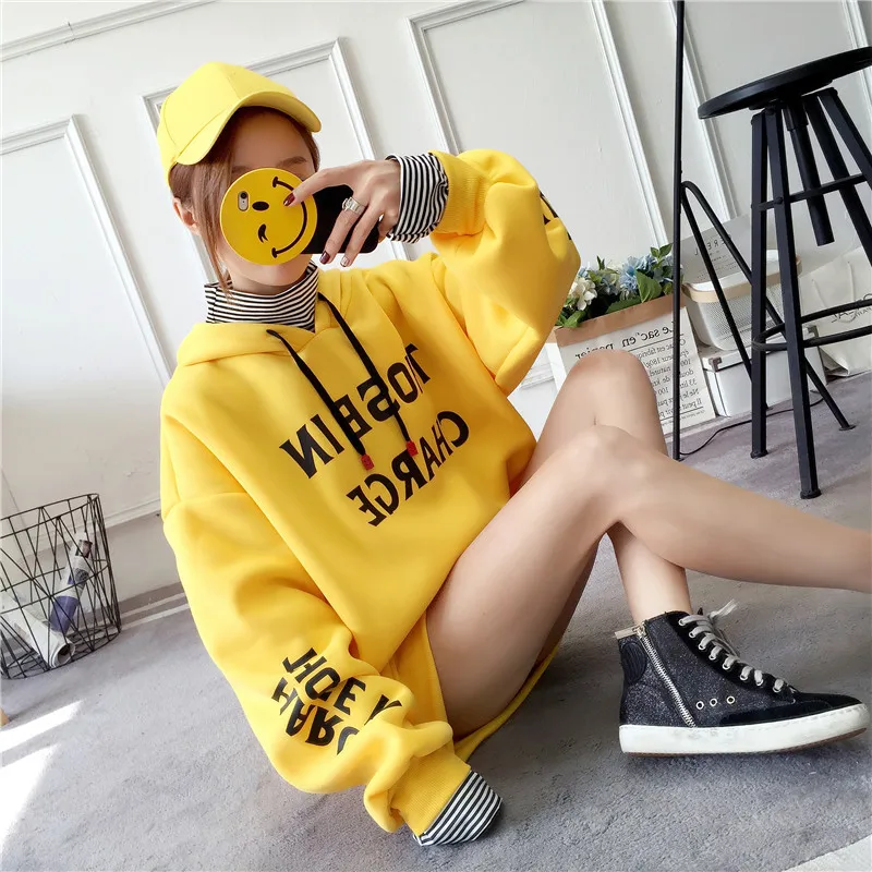 Большой бархатный теплый B Femmes свитер с капюшоном для женщин осень зима корейский