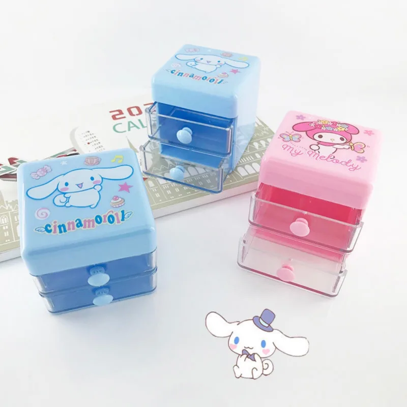 Kawaii Storage Box Kittyed Stationery Ring Earrings Holder Jewelry Box Desktop Makeup Organizer Case School Office Desktop Decor