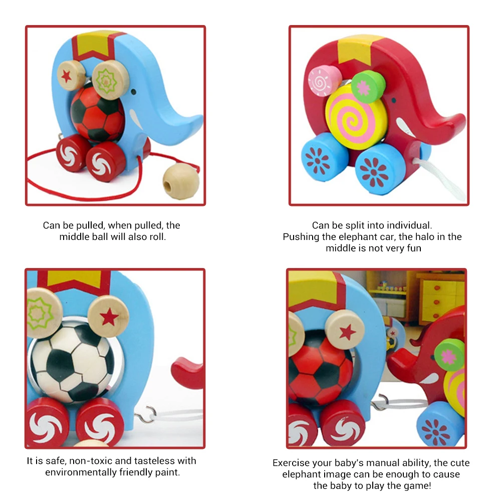 Креативная мультяшная деревянная игрушка с двойным слоном для раннего развития