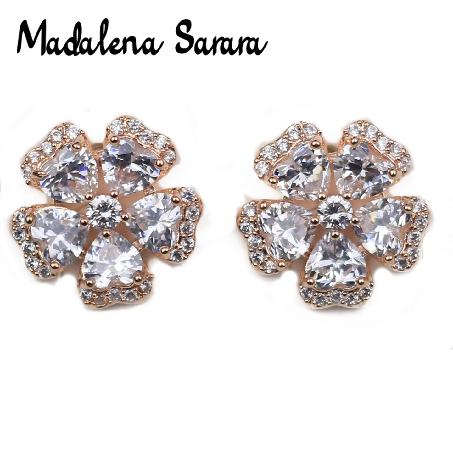 Медные сережки MADALENA SARARA S925, АААА Фианит, циркониевые серьги в цветочек для девочек