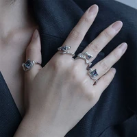 2022 fashion colorful crystal rhinestones zircon irregular geometric lava metal open adjustable ring for women party jewelry new