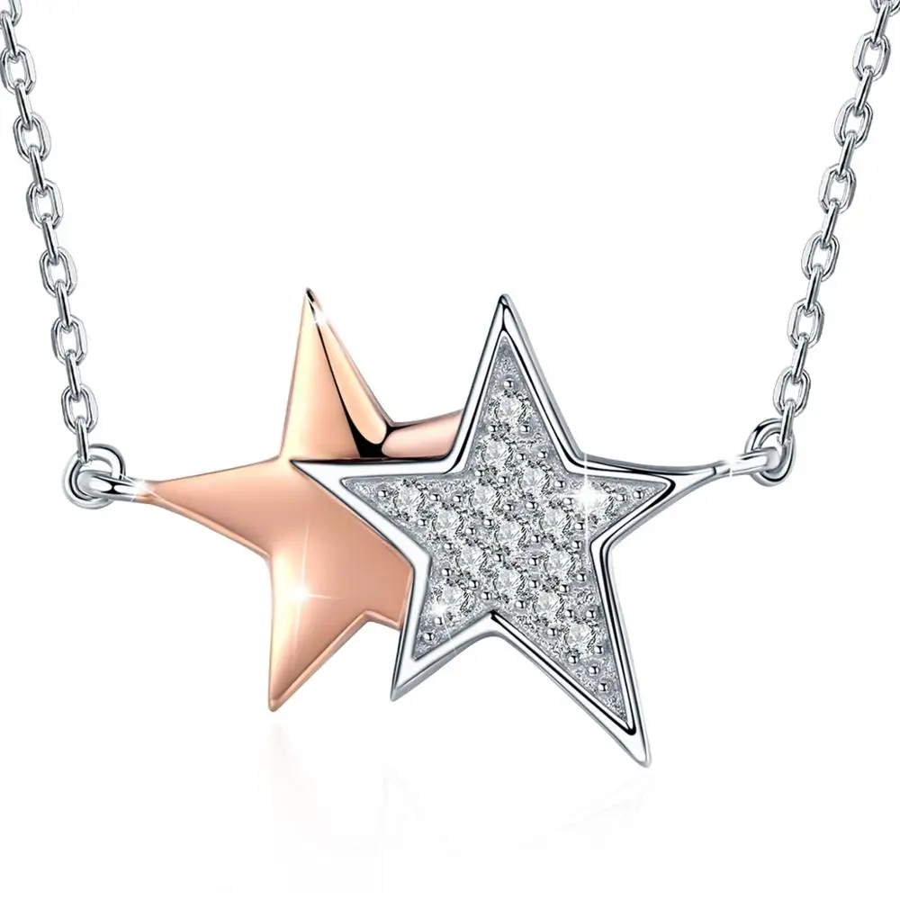 

ANNA QUEEN Fashion Jewelry Star Necklace for Women 925 Sterling Five Point Star Pendant Necklace SLW0092