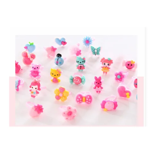 30pcs random 10/20/30 шт./лот детская Мультяшные кольца Яркие туфли с цветочным узором с бантом и рисованным Форма кольцо микс из украшения для пальцев кольца детские игрушки для девочек - Цвет: 30pcs random