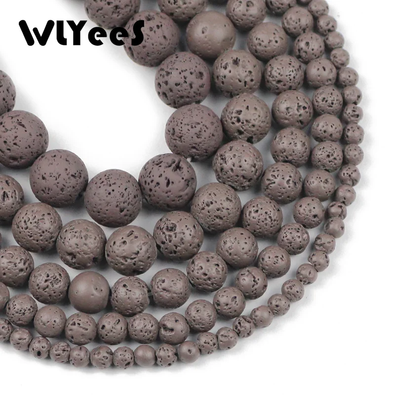 WLYeeS натуральный камень темно коричневый вулканическая лава круглые бусины 4 6 8 10