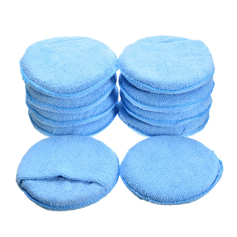 

10Pcs Microfiber Polishing Pad 5 Inch Reusable Soft Removing Wax Buffer Pads Microfiber Wax Pads With Sponges for Car Polishing