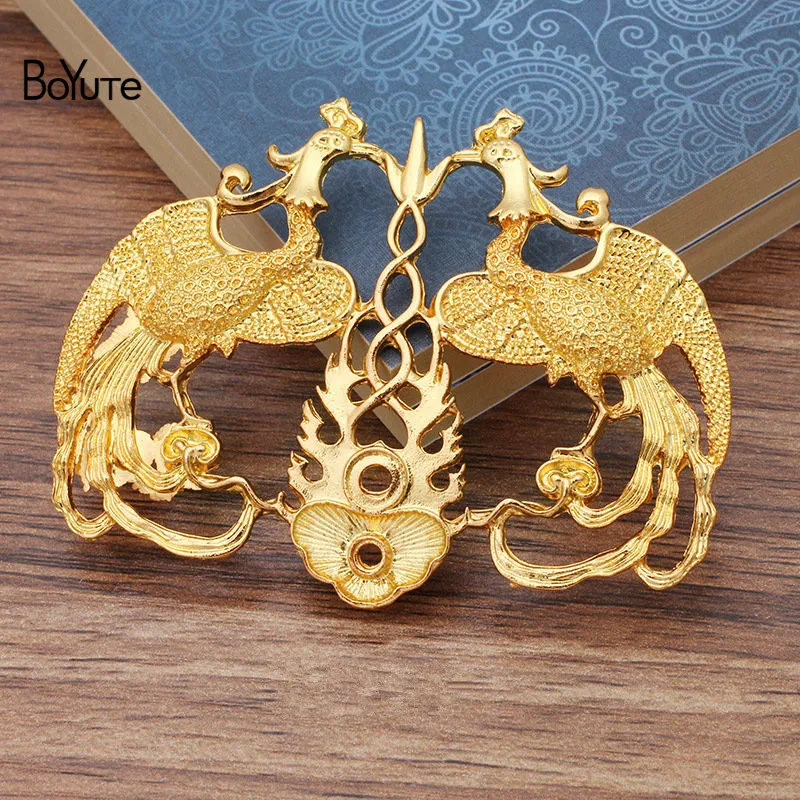

BoYuTe (5 Pieces/Lot) Metal Alloy 45*56.5MM Flaming Phenix Materials Hand Made DIY Retro Court Hair Jewelry Accessories