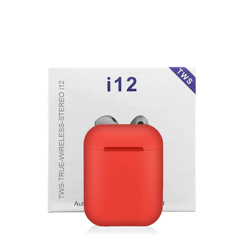 Красный I12 TWS оригинальные беспроводные наушники Bluetooth наушники HIFI бас Bluetooth гарнитура Спортивная сенсорная кнопка с микрофоном PK i10 i7s i9 tws - Цвет: Красный