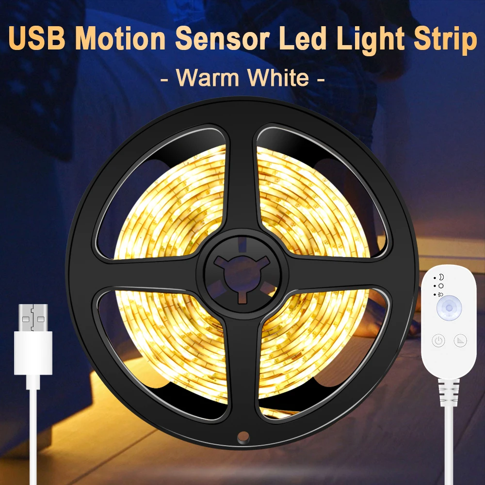 WENNI LED Strip Waterproof USB Motion Sensor Light Tape 5V Under Cabinet PIR Lamp Ribbon Wardrobe Decoration | Лампы и освещение