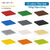 aquaryta 20pcs diy building blocks thin 6x6 figures bricks 12 color educational creative size compatible with logo toys for kids