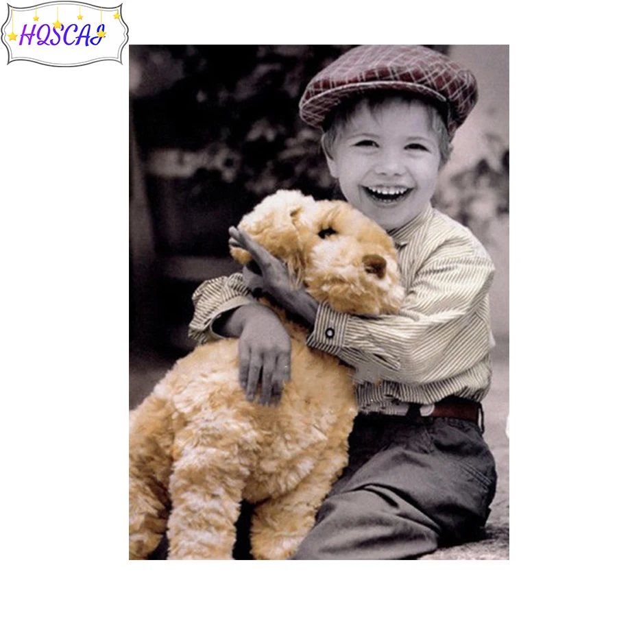 

5D DIY Diamond Painting Boy dog full round/square drill Cross Stitch Diamond Embroidery New Handicrafts Home Decor Art pictures
