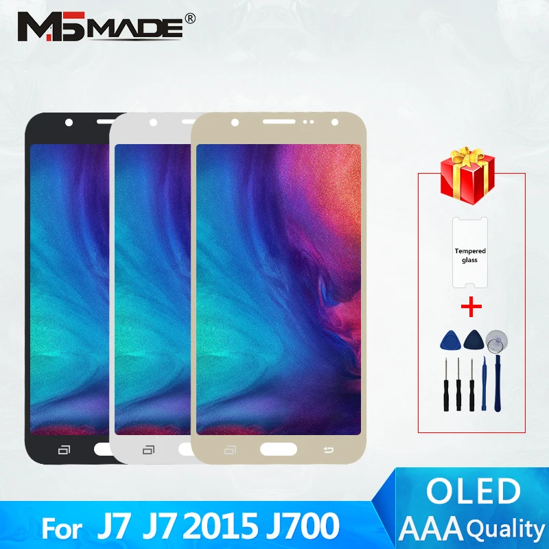 J7 Super AMOLED для samsung Galaxy J7 J700 J700F J700H ЖК сенсорный экран дигитайзер дисплей в сборе Запчасти