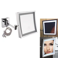 bath mirror wall mounted 8 inch brass 3x magnifying dressing led mirror folding makeup folding cosmetic mirror bath accessor