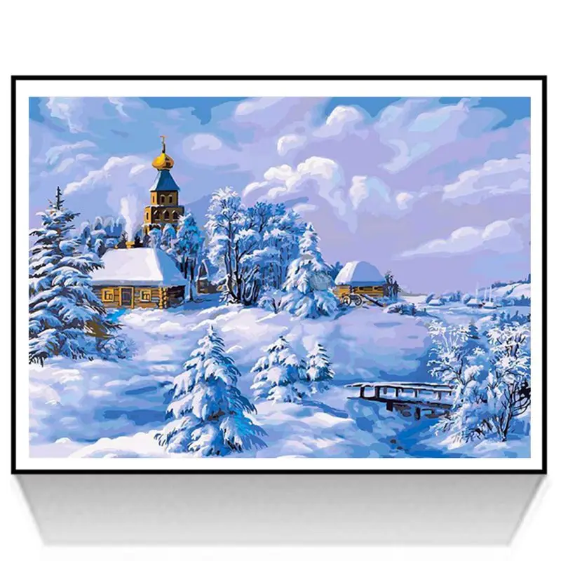 Алмазная вышивка DIY алмазная живопись пейзаж Снежная сцена Картина Вышивка