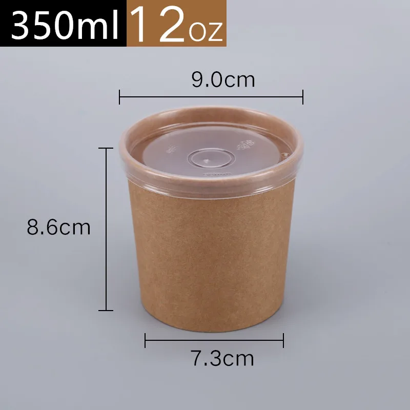 cup and lid1 50 шт высокого качества, самодельная бумажная одноразовая коробка для упаковки на вынос 8 унций/12 унций круглый салатный суповой контейнер для еды бумажная чашка с крышкой - Цвет: cup and lid1