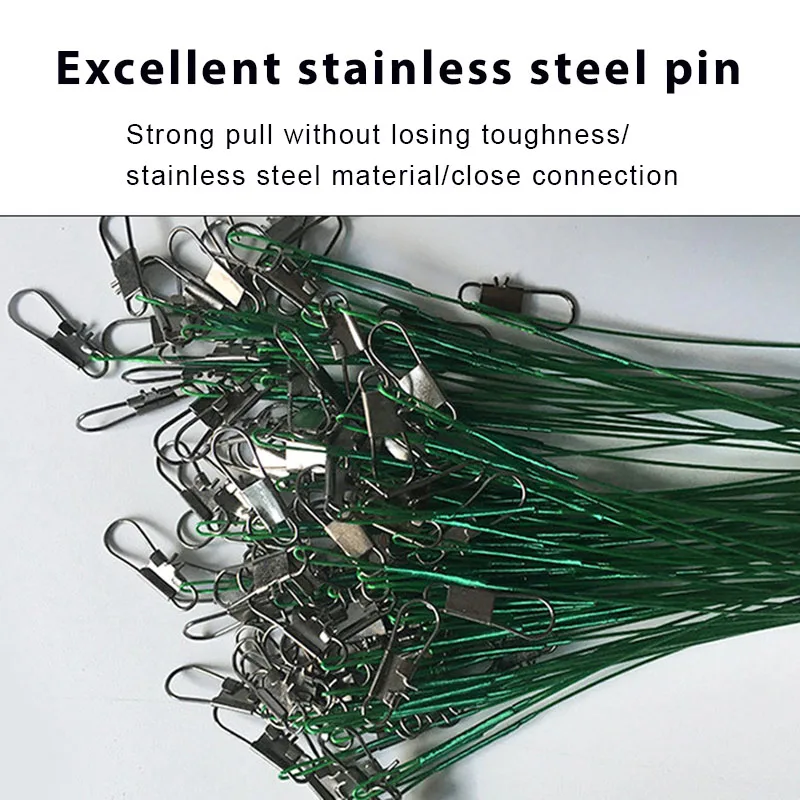 30 PCS Anti Bite Steel Fishing Line Steel Wire Leader With Swivel Fishing Accessory Lead Core Leash Fishing Wire 15/20/24/30CM