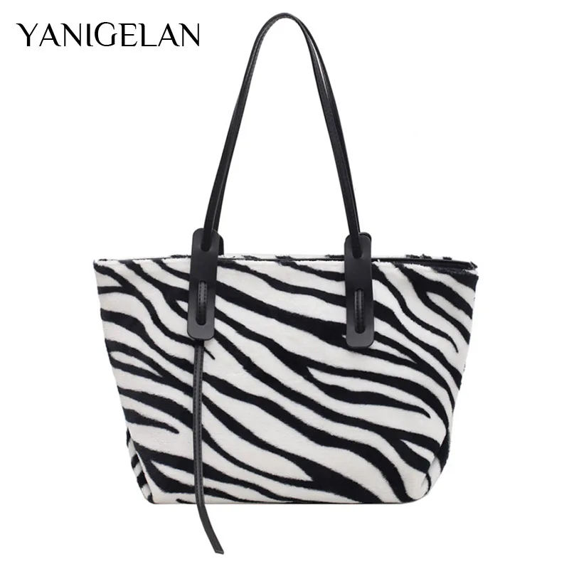 

Retro Zebra Pattern Totes Women Handbags New Trend Lady Large Capacity Shopping Pack High Quality Shoulder Bag Sac A Mains Femme
