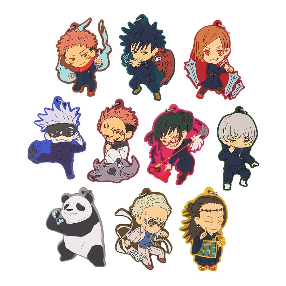 Красочный резиновый брелок для ключей с изображением аниме Yuji Itadori fusuro Megumi Gojo Satoru