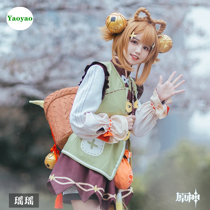 Project Yao Yao Cosplay Costume Game Genshin Impact Grass Element Kawaii Loli Cosplay Accessories Anime Cute Girl Clothes Set