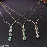kjjeaxcmy fine jewelry natural emerald 925 sterling silver gemstone women pendant necklace chain support test luxury