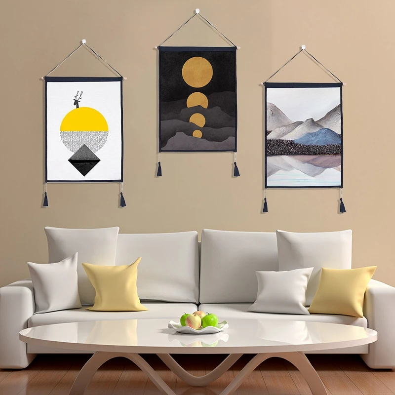 

3PC/Set Nordic Wall Hanging Tapestry Hills Sunset Landscape Wall Art Background Cloth Home Decor Tapestry 45X65cm