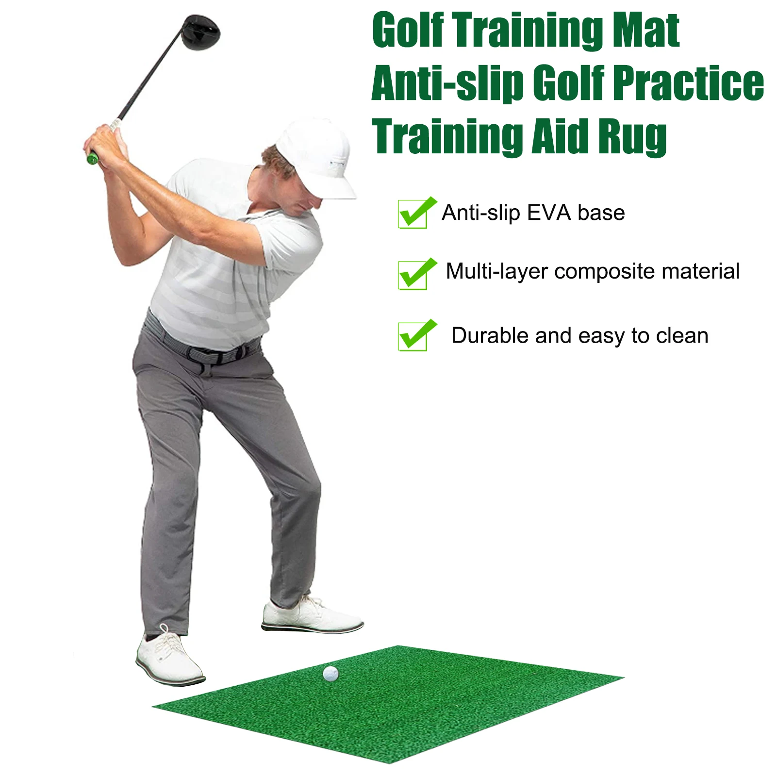 

Golf Training Mat Golf Mat Non-slip EVA Base Durable And Easy To Clean Golf Percussion Mat Swing Training Aid Golf Equipment