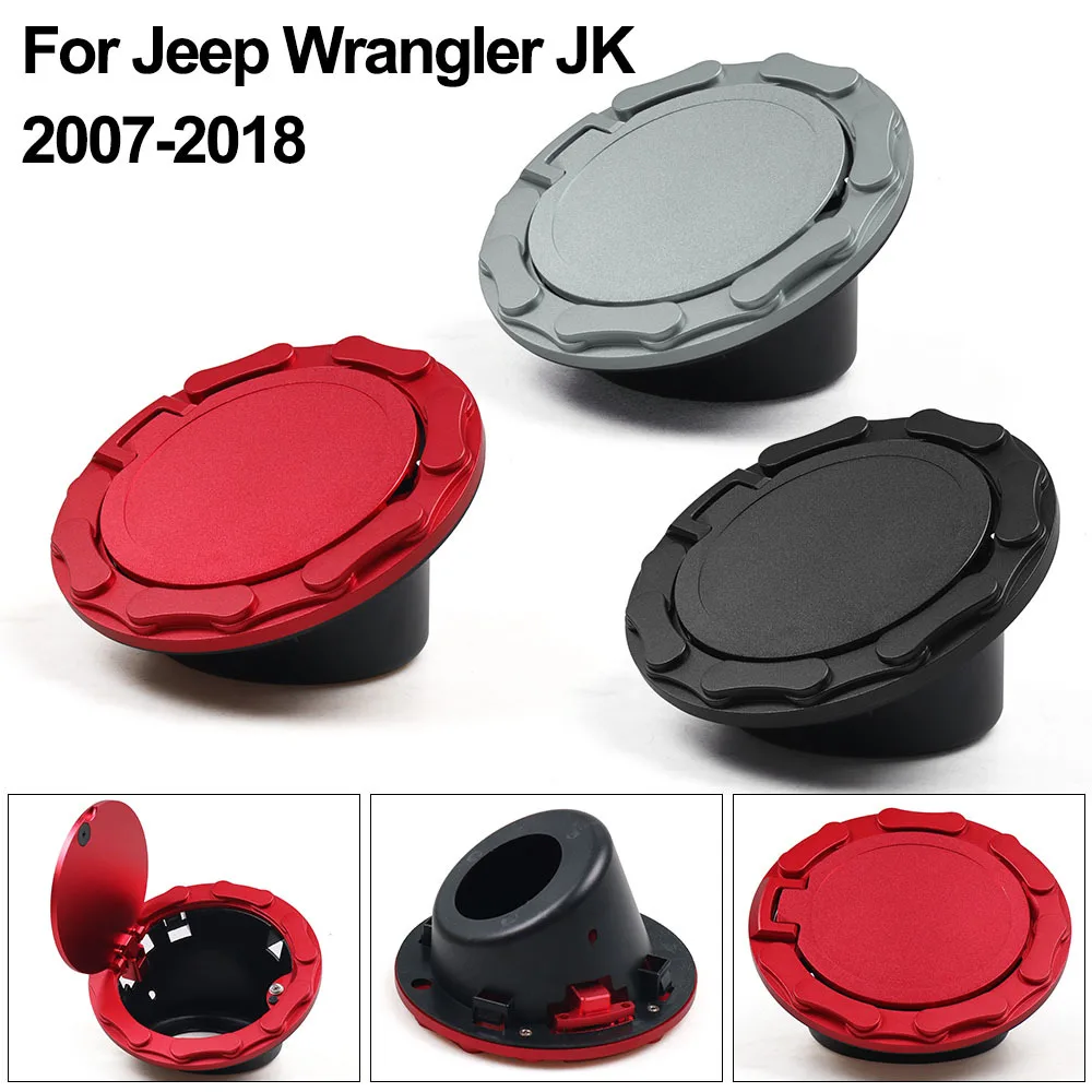 Gas Cap Fuel Filler Door Cover CNC Aluminum for Jeep Wrangler 2007-2018 JK & Unlimited Accessories TT102244