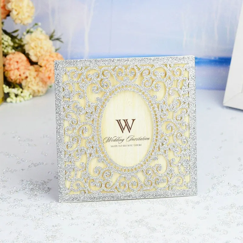 50 шт. квадратные кружевные Пригласительные открытки|Открытки и приглашения| |