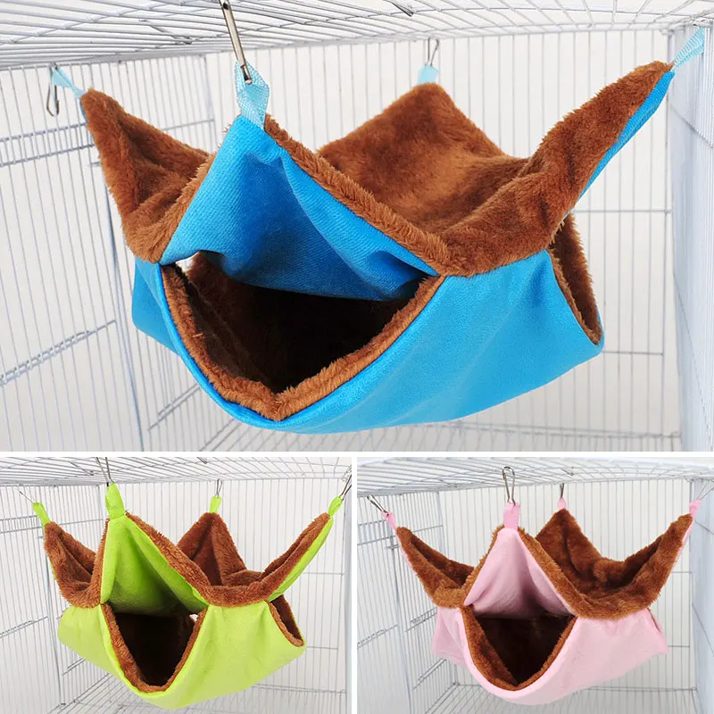 

Double Thick Plush Pet Hammock Two-tier Pet Bed Hamster Hammock Hanging Sleeping Bag Nest Comfortable Suspended Pet Supplies