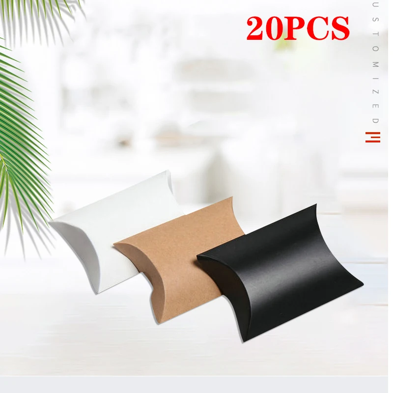 

20PCS Kraft Paper Pillow Favor Box Wedding Party Favour Gift Candy Boxes Home Party Gift box Birthday Supply
