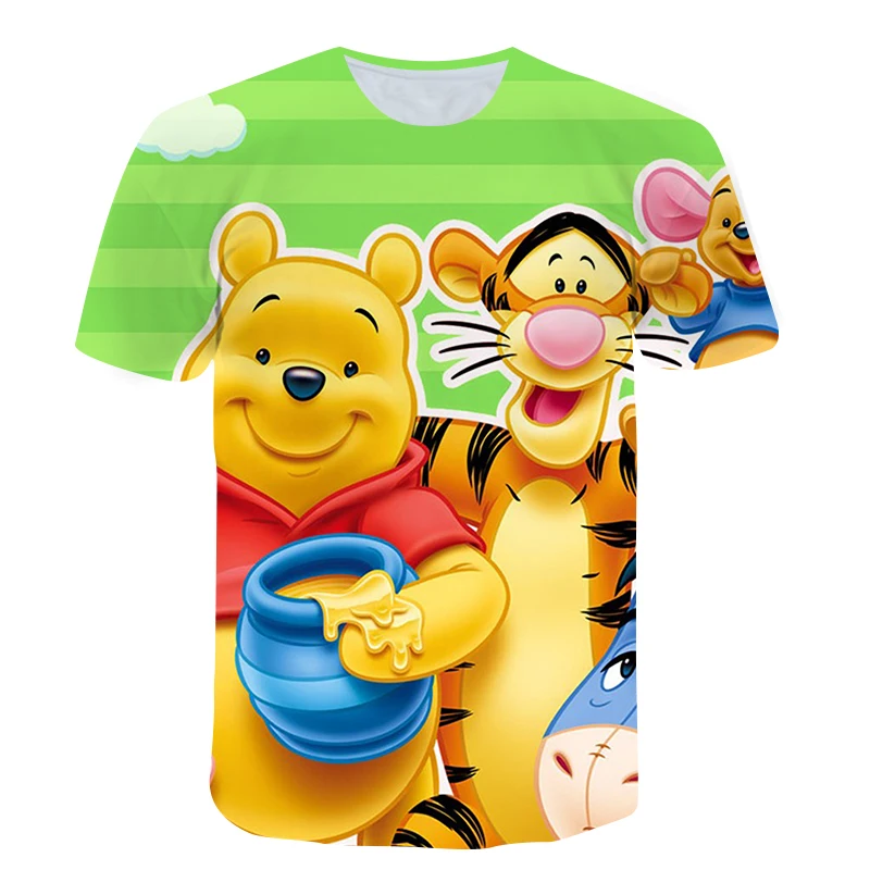 

New Summer Kids T-Shirt Boys/Girls Cartoon Winnie and Tigger T Children Summer Short Sleeve 3D Printed Cute Tops Shirt 4T-14T