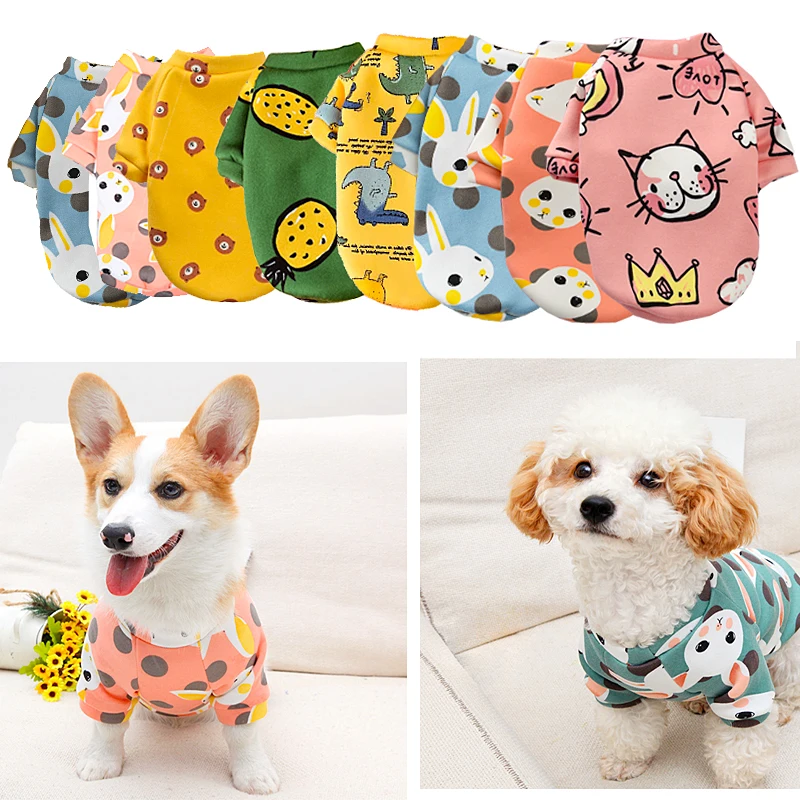 

Cartoon Print Cute Pet Clothes for Small Dogs Cats Winter Warm Coat Shih Tzu Sweatshirt Puppy Kitten Pullover Pet Supplies 2020