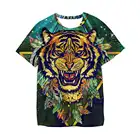 Футболка для мальчиков, с изображением тигра и животных, летняя модная футболка большого размера с 3D-принтом льва