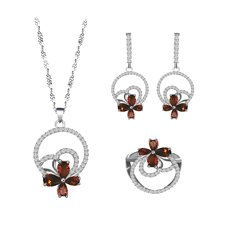 Ayowei Lucky Note квадратный Красный Циркон Кристалл Серебряный цвет ювелирные изделия